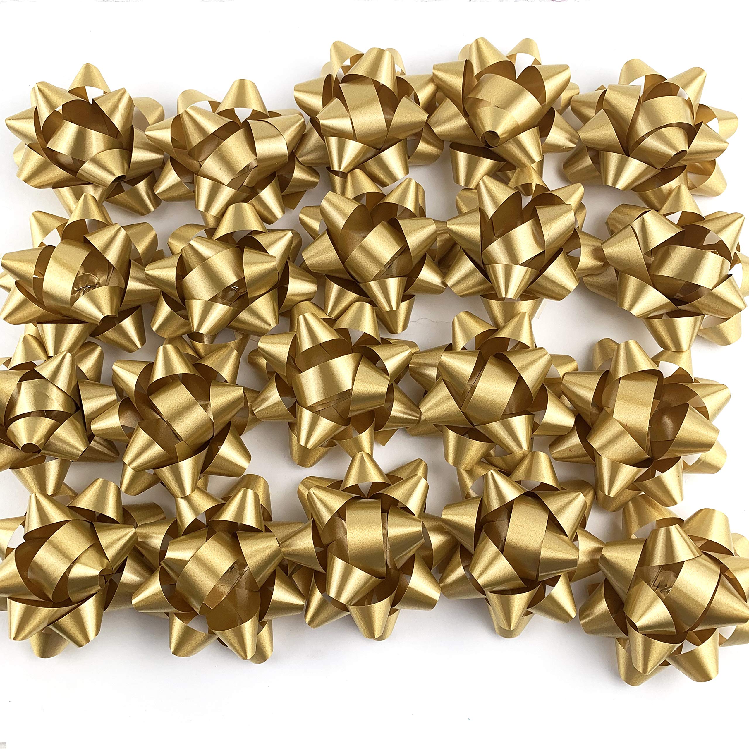 Gold Confetti Star Bows 20-Pack for Holiday Gift Wrapping
