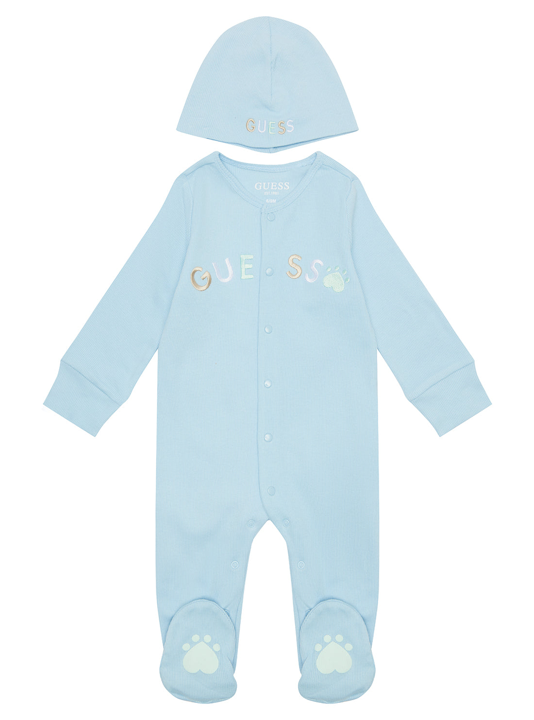 Light Blue Stretch Baby Overalls with Matching Hat (0-12 Months) - Soft Cotton Jumpsuit for Newborns & Infants | Perfect for Playtime, Photo Shoots & Everyday Wear