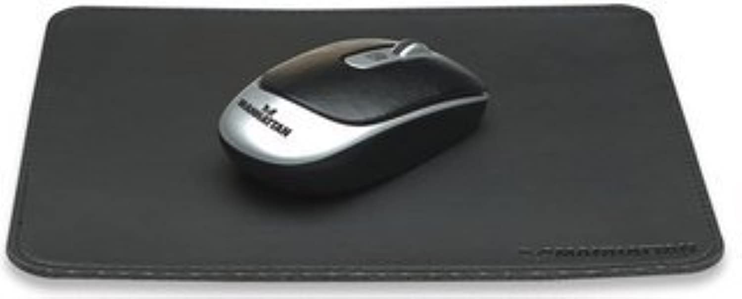 Premium Leather Mouse Pad for Optical & Laser Mice - Manhattan 423267 - Black - Ideal for Office, Gaming & Home Workspaces