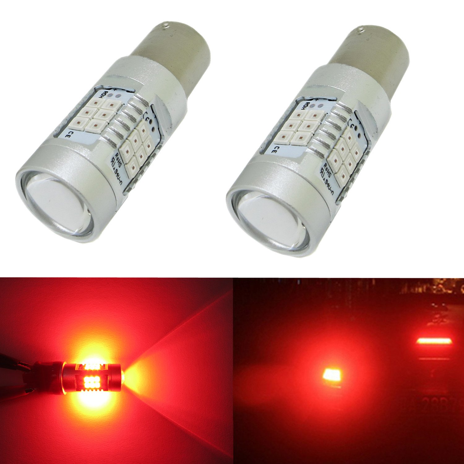 Alla Lighting 1156 BA15S 1141 7506 1003 Red LED Bulbs - High Brightness Turn Signal Lights for Cars, Motorcycles, Trucks - Perfect for Enhanced Visibility and Safety on the Road