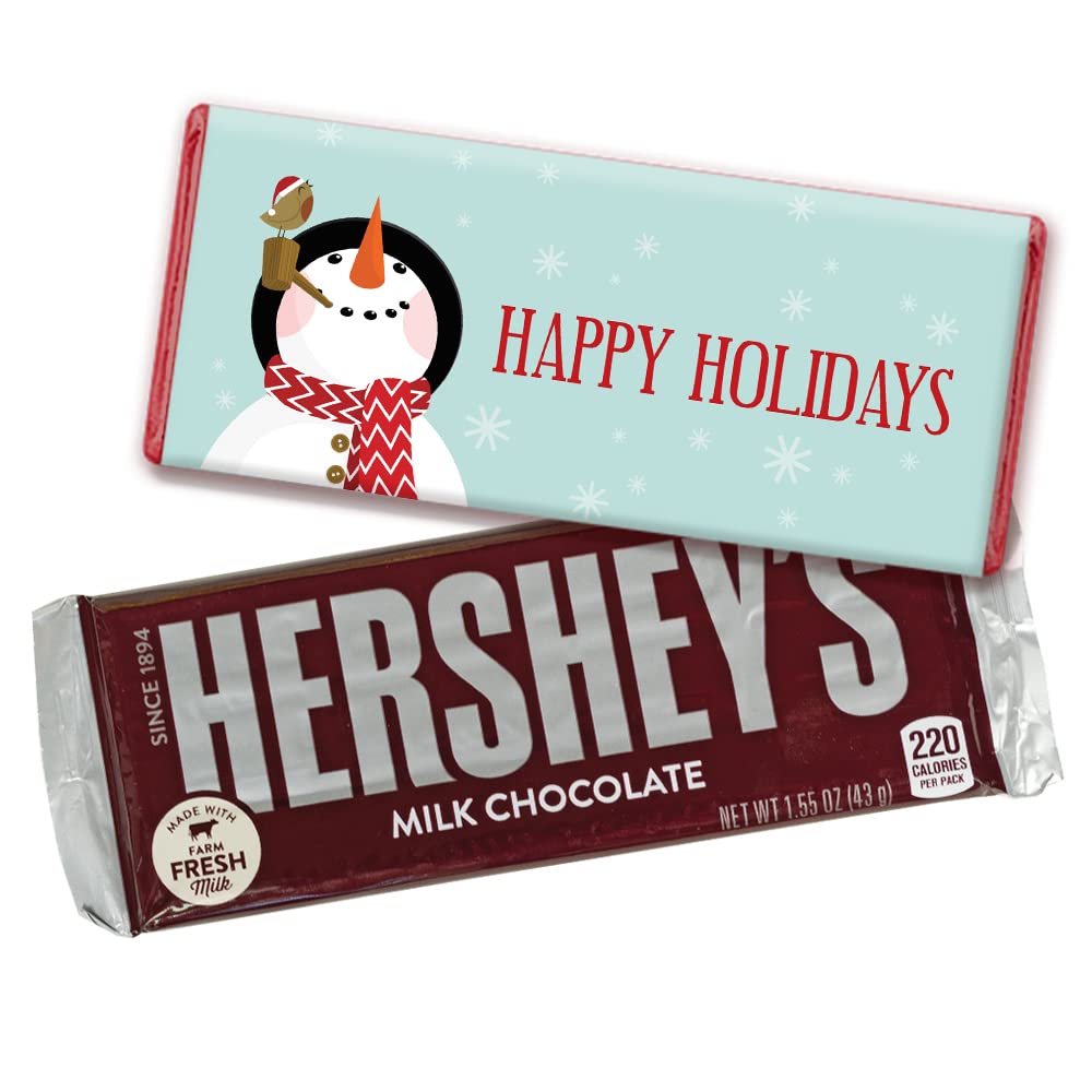 Personalized Christmas Snowman Chocolate Bars - 36 Count Holiday Candy for Gifts, Parties & Stocking Stuffers | Festive Treats for Christmas Celebrations