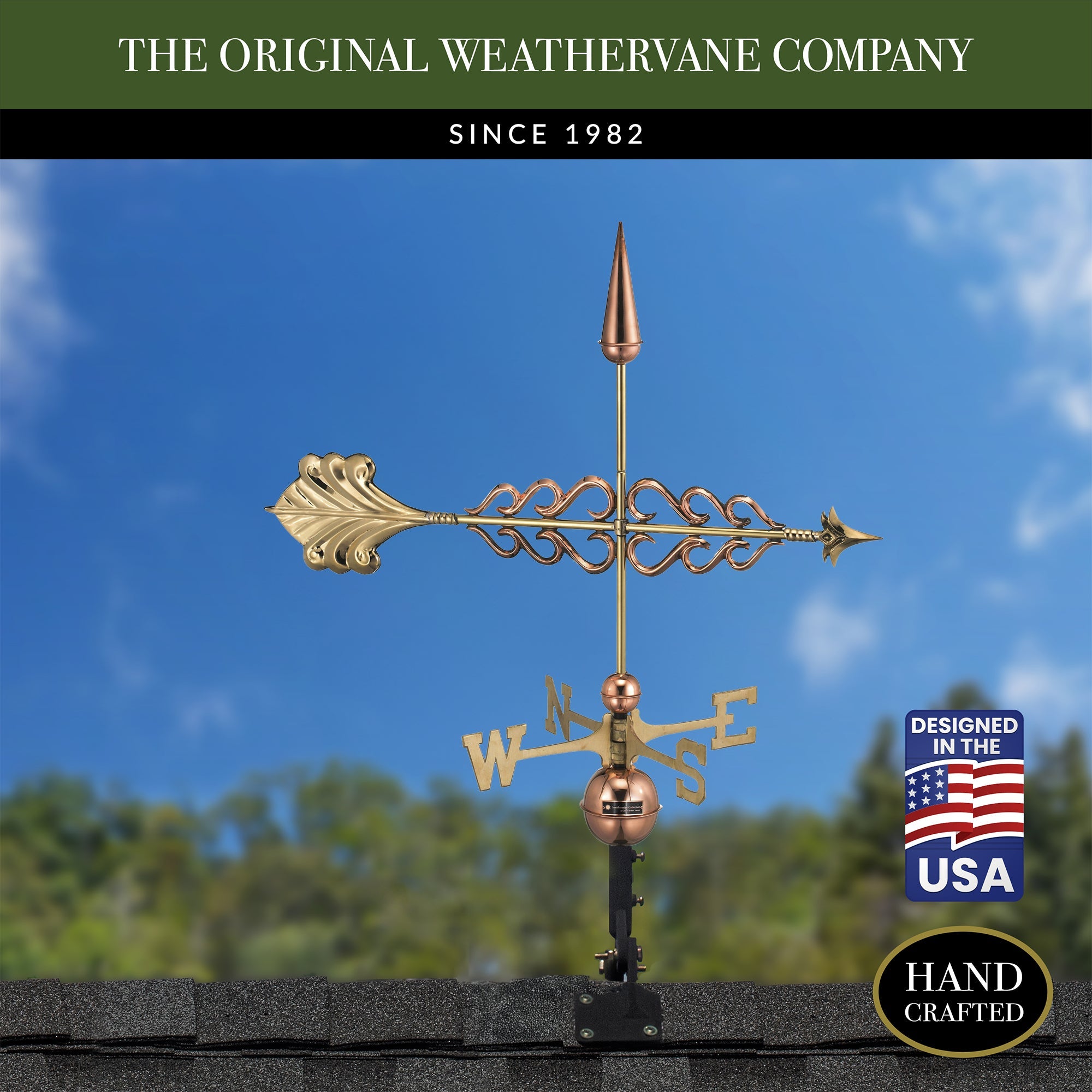 Smithsonian Arrow Weathervane - Classic Copper Outdoor Weather Vane for Garden, Roof, Barn & Farmhouse Decoration | Durable & Weather-Resistant for All Seasons