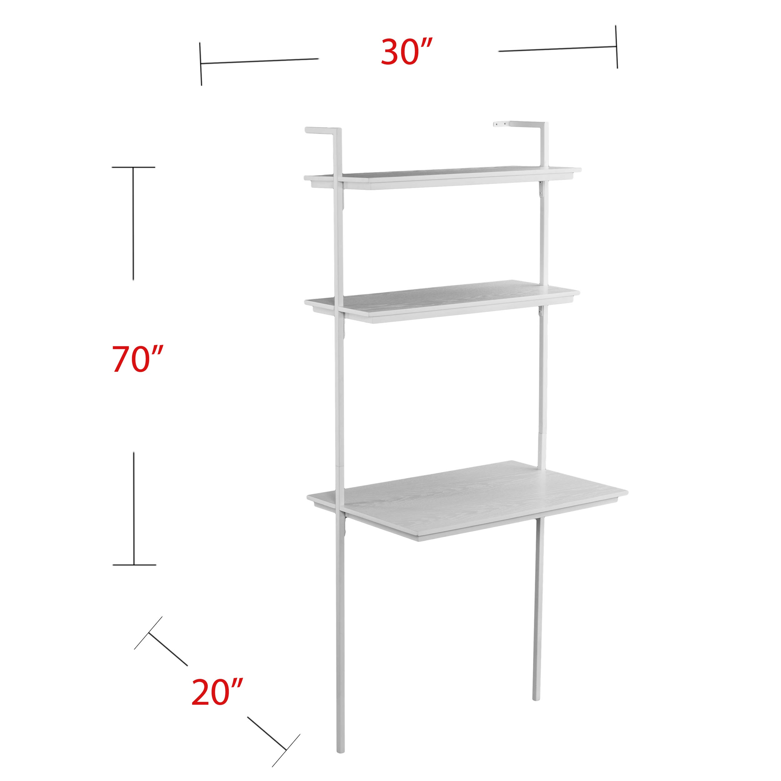 SEI Furniture Haeloen 30 Inch White Wall Mounted Desk - Space Saving Floating Desk for Small Home Office, Dorm Room & Apartment