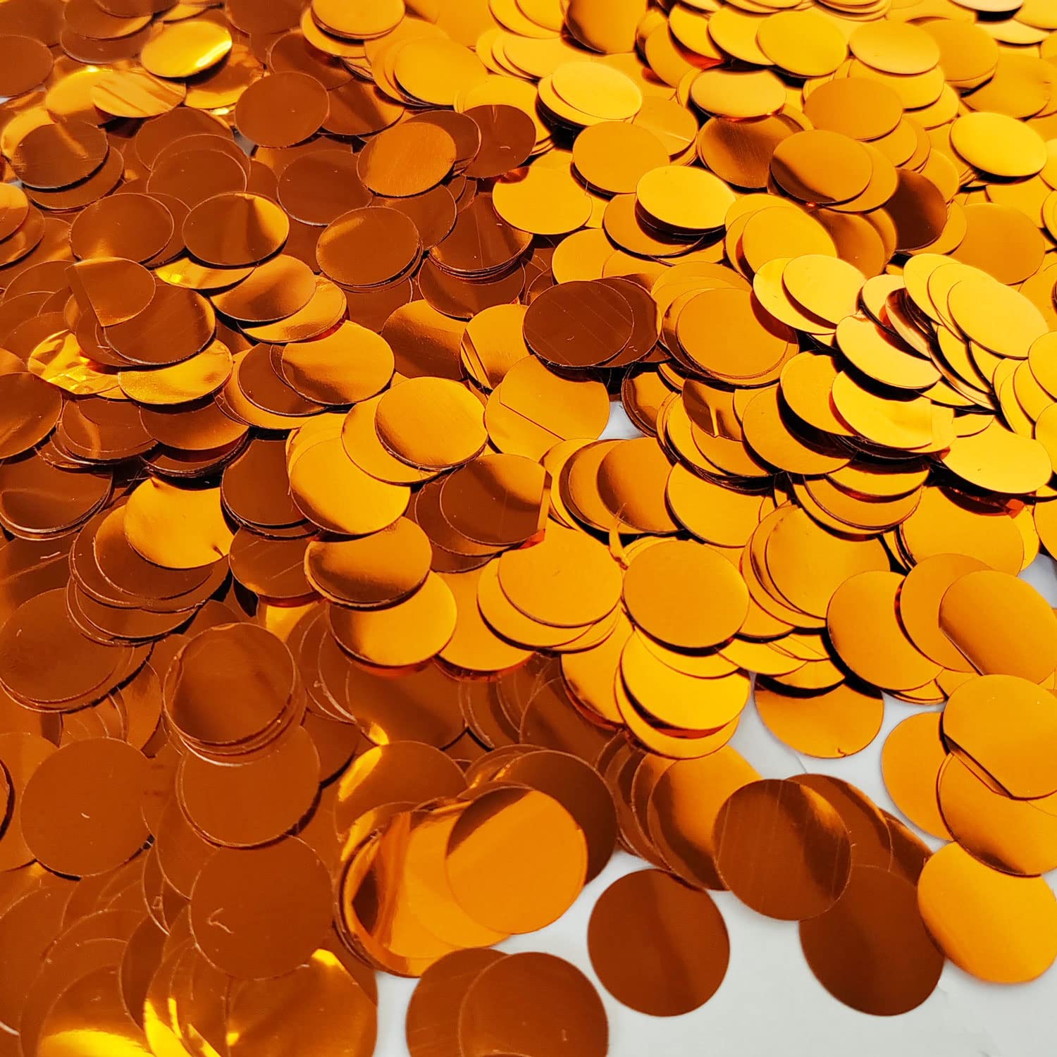 Shiny Orange Round Foil Confetti for Party Decorations - 0.6 Inch (3.52 oz) - Perfect for Balloon Filling, Birthday Celebrations, Wedding Decor & Festive Events