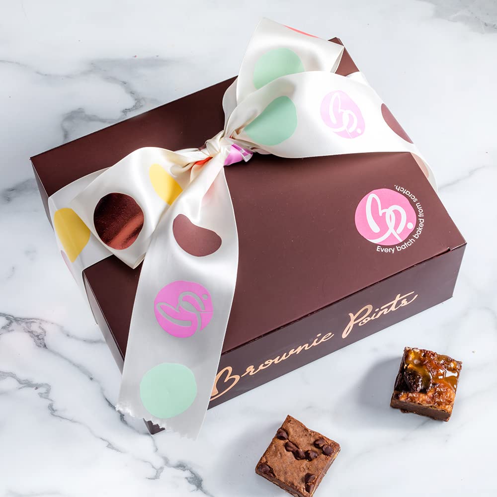 Gourmet Fudge Chocolate Brownies Gift Box - 30 Individually Wrapped Mini Brownies for Birthday, Anniversary, Holidays | Perfect Gift for Him, Her, Friends & Family | Brownie Points BP_BABY30 with Decorative Bow