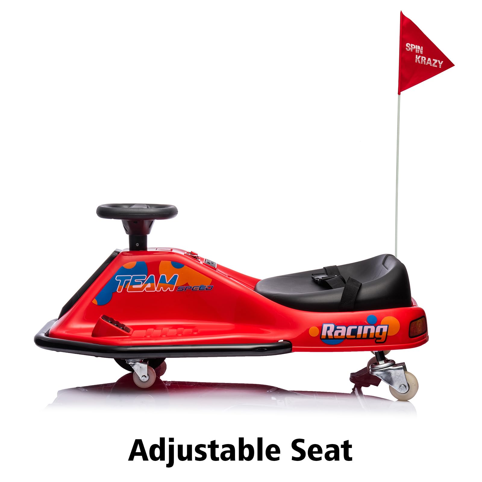 GARVEE 360° Rotating Electric Drift Go Kart for Kids - 24V Ride On Race Car with Adjustable Speed, LED Flashing Lights, Music & Flag - Perfect for Indoor/Outdoor Play, Birthday Gifts & Backyard Racing