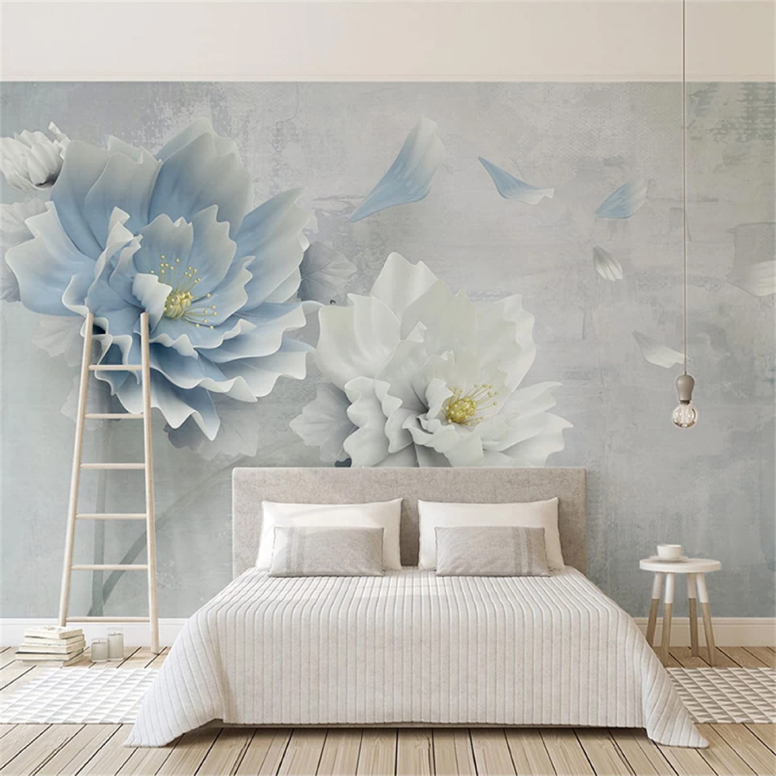 3D Embossed Flower Wall Mural - Creative Textured Wallpaper with Strong Adhesion | Easy to Install Peel & Stick Wall Sticker for Bedroom, Bathroom, Living Room Decor | 169.3