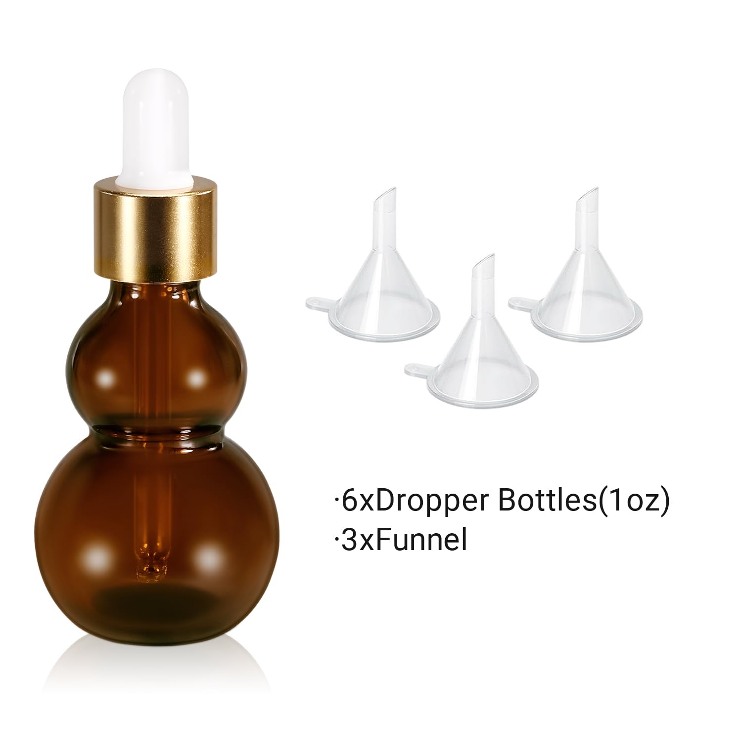 1 oz (30ml) Dark Amber Glass Dropper Bottles with Leakproof Eye Droppers - Essential Oil, Tincture & Travel Storage Bottles for Aromatherapy, DIY Blends & On-the-Go Use (6-Pack, Brown)