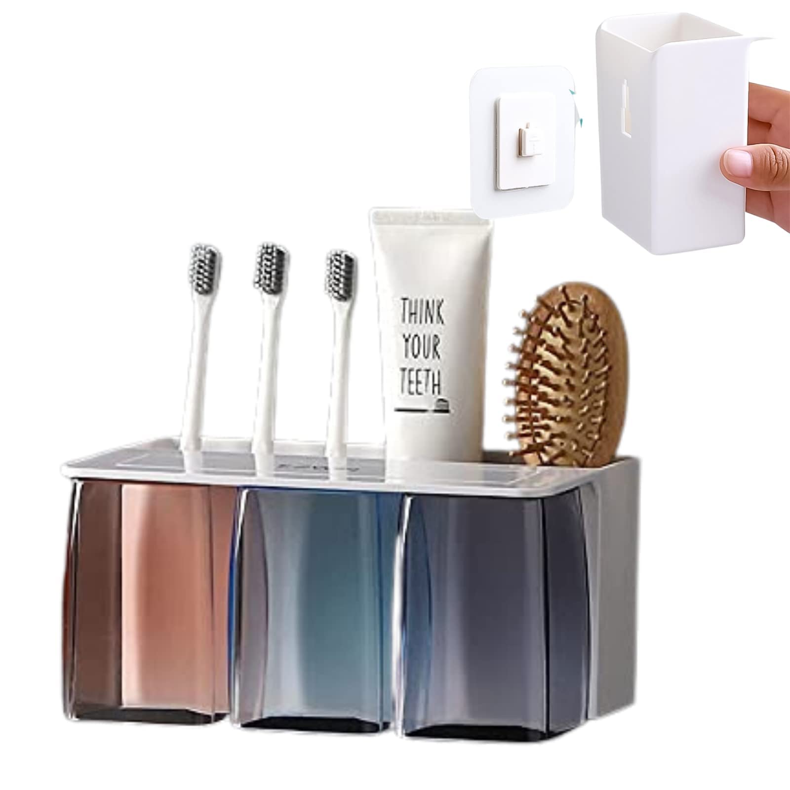 Premium Wall Mounted Toothbrush Holder with Gargle Cup Set - Bathroom Organizer for Toothbrushes, Toothpaste & Dental Care Essentials | Perfect for Home, Apartment, Dorm & Travel Use