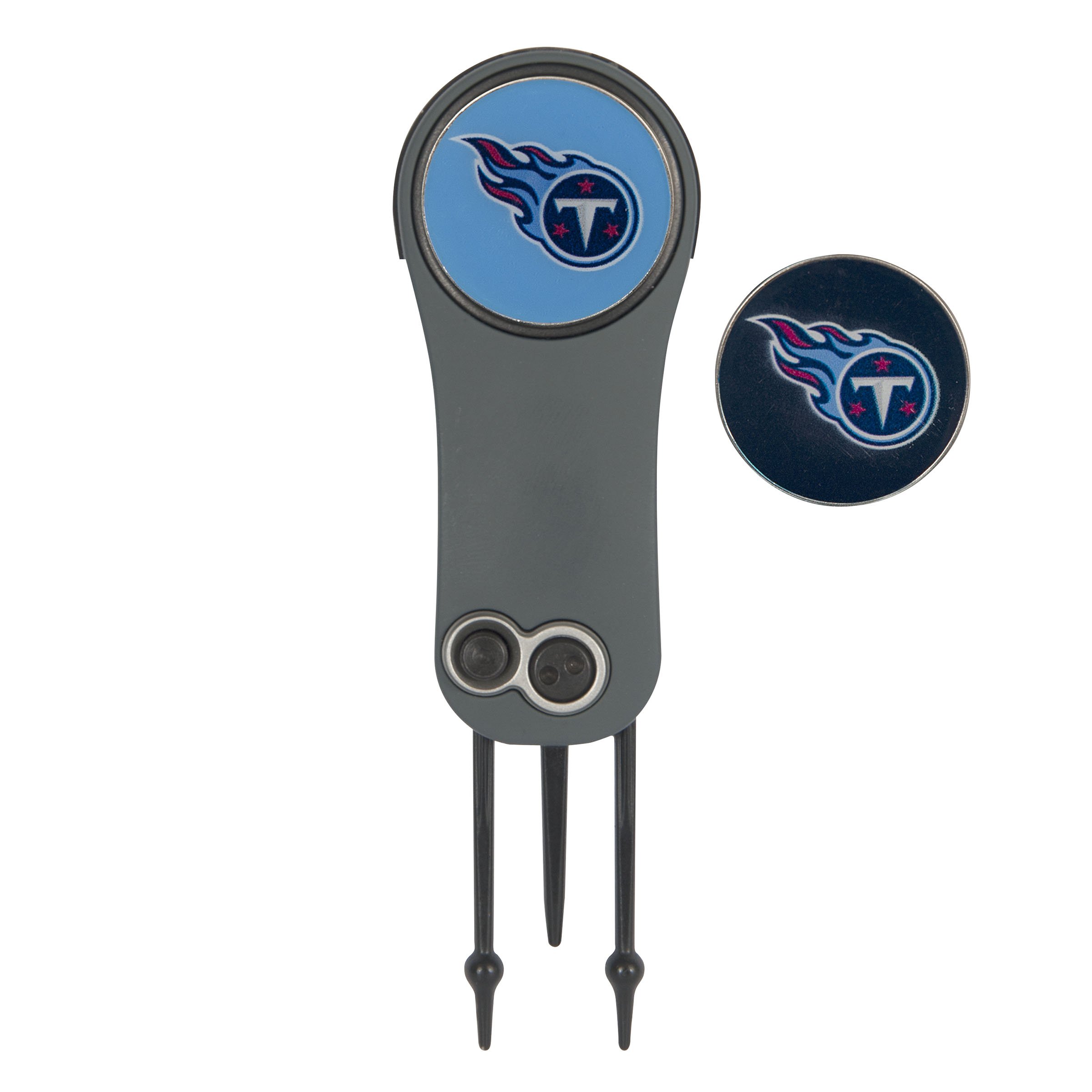 NFL Switchblade Golf Repair Tool with 2 Ball Markers - Durable Divot Fixer for Greens, Perfect for Golfers & NFL Fans - Ideal for Course Maintenance & Game Day Accessories
