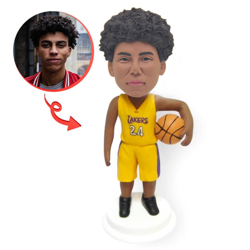 Custom Los Angeles Lakers Basketball Bobblehead - Personalized NBA Player Figurine for Fans, Collectors, and Home/Office Decor