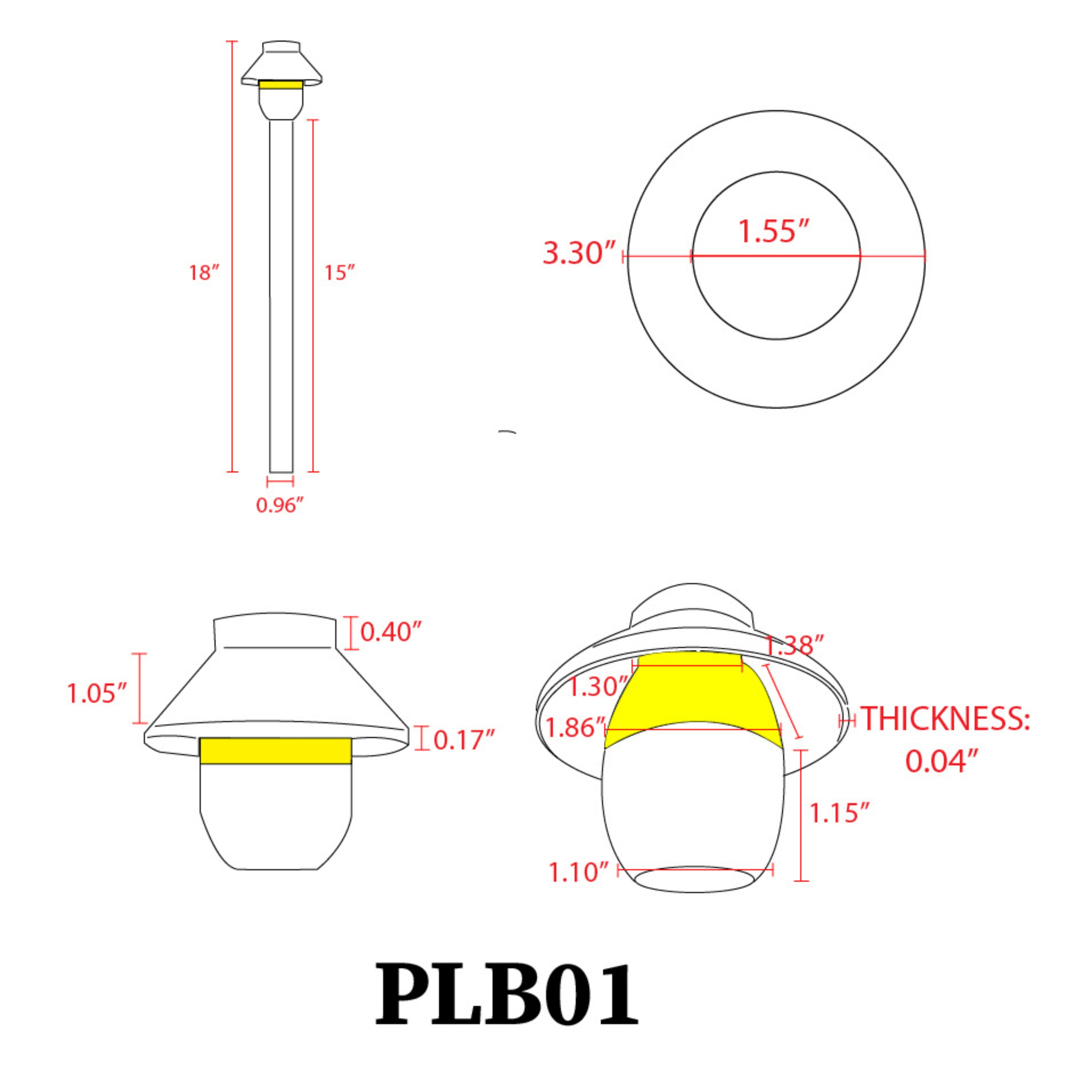 PLB01 12V G4 LED Pathway Light - 4x/8x/12x Package, 2W 3000K Warm White, Heavy Duty Cast Brass, Low Voltage Outdoor Landscape Lighting for Garden Walkway, Driveway & Patio
