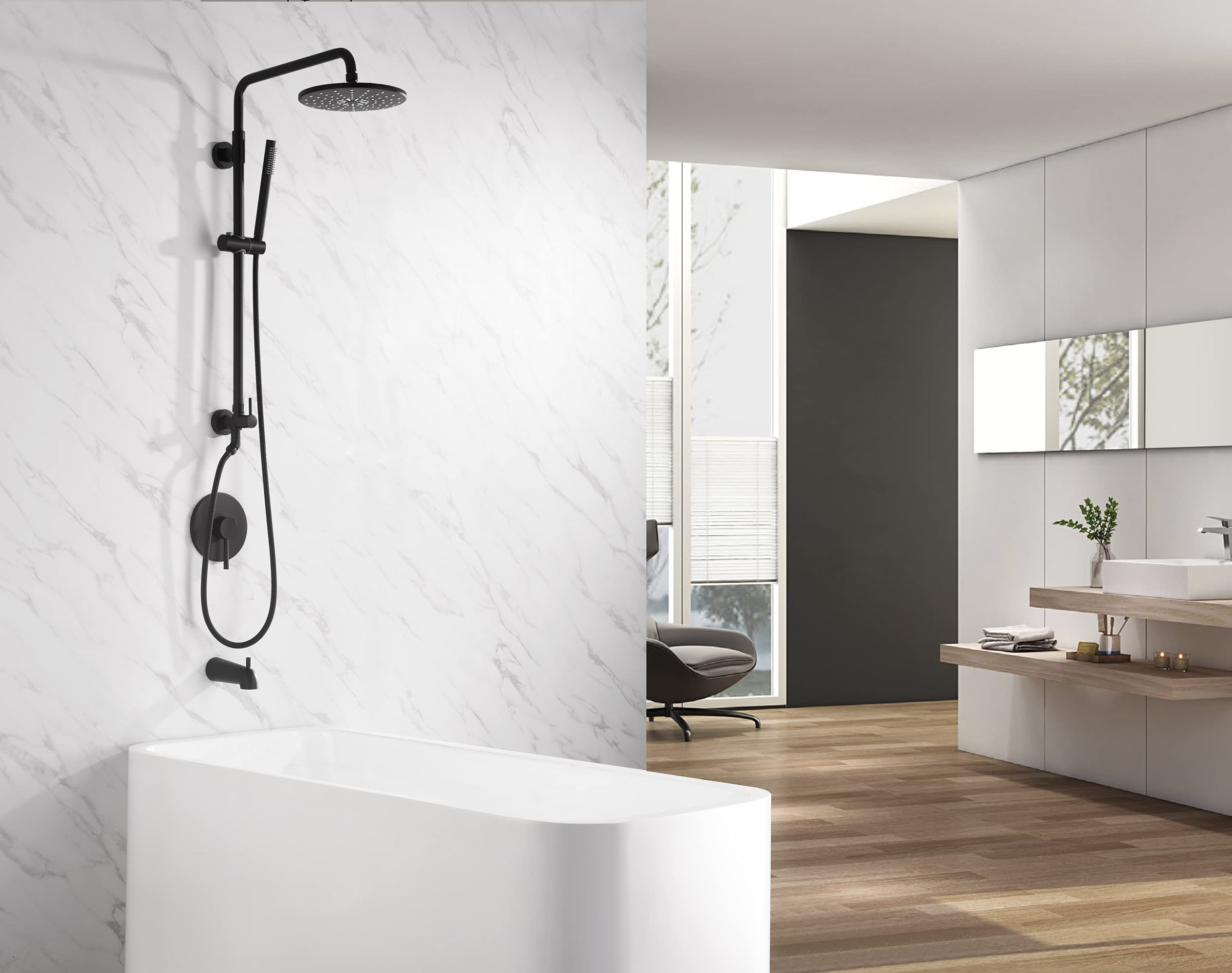 Premium Black Hand Shower System with 9 Inch Rain Shower Head - 2.5GPM (1.8GPM Option) for Bathroom Remodel - Perfect for Spa-Like Showers, Relaxation & Modern Home Upgrades