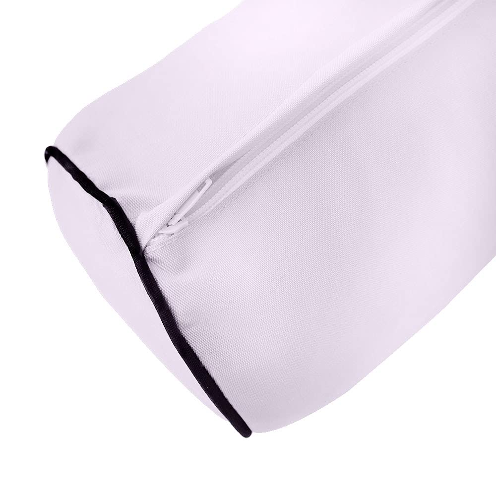 Prolinemax S5 Outdoor Daybed Mattress Bolster Pillow Covers with Contrast Pipe Trim - Waterproof Slipcovers for Patio Furniture, Crib, and Poolside Lounging (AD107)