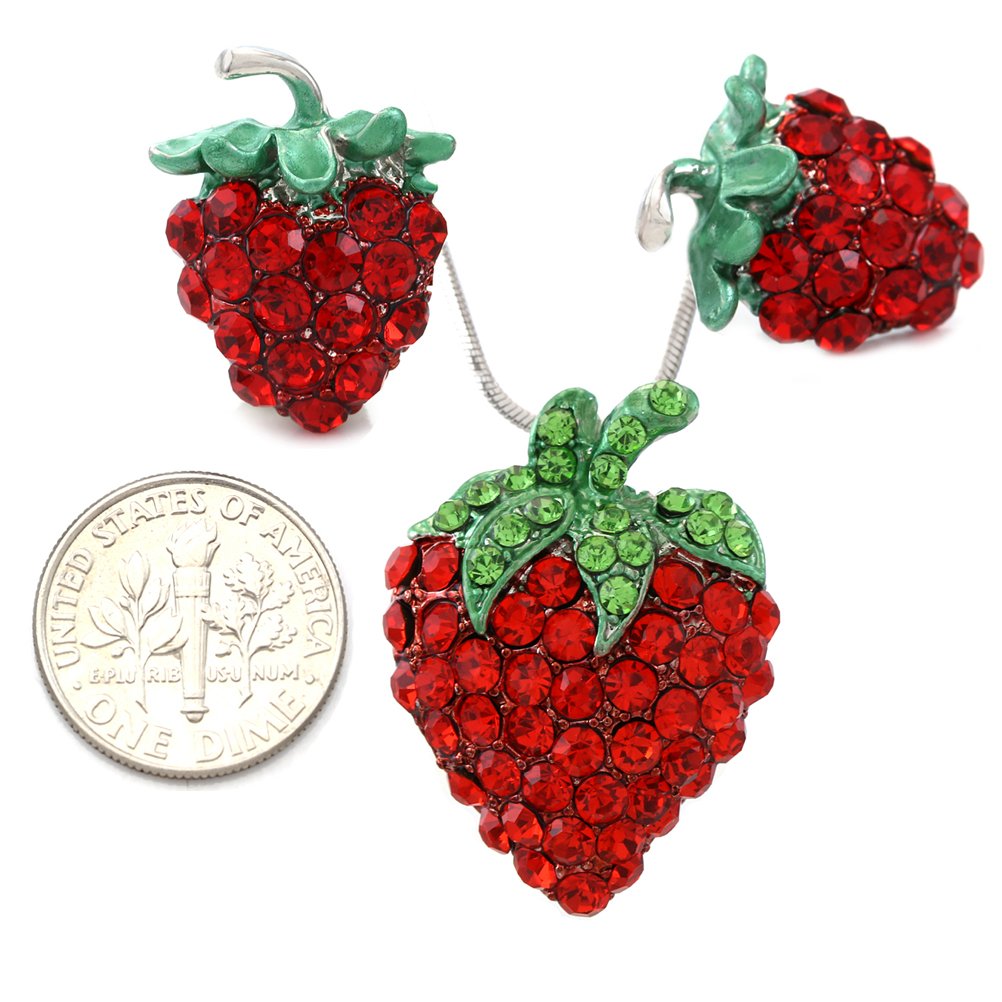 Strawberry Apple Fruit Pendant Necklace - Cute Red Charm Jewelry for Women & Girls - Perfect for Valentine's Day, Birthday Gifts & Everyday Fashion Accessories