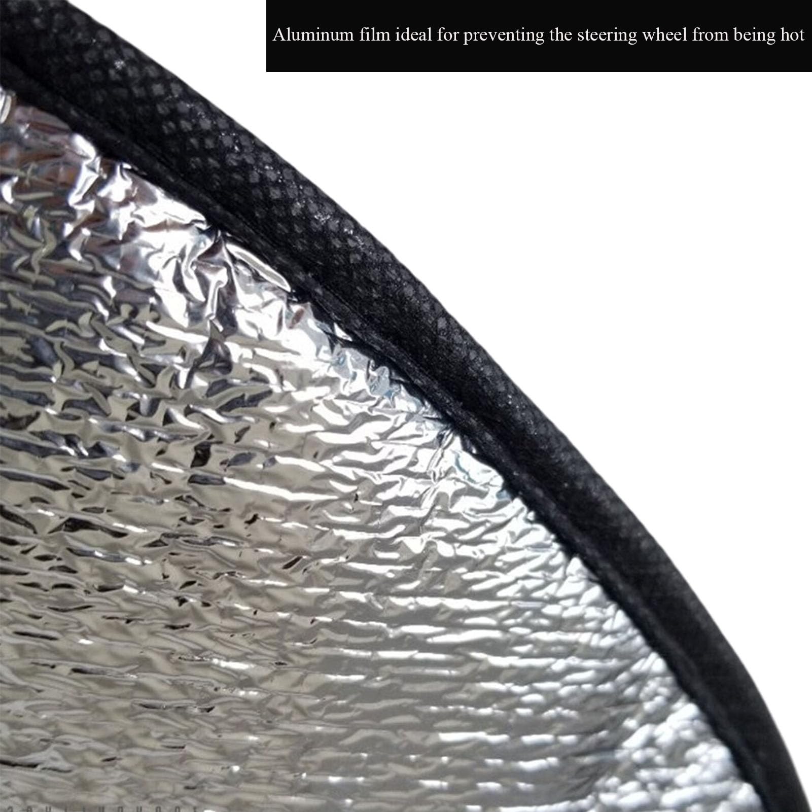 Universal Car Steering Wheel Sun Shade Cover - Heat-Resistant Aluminum Foil Protector for Cars, SUVs, Trucks & Vans (17.32x19.68 Inch/44x50cm) - Pack of 1 - Keep Your Steering Wheel Cool & Comfortable in Hot Weather