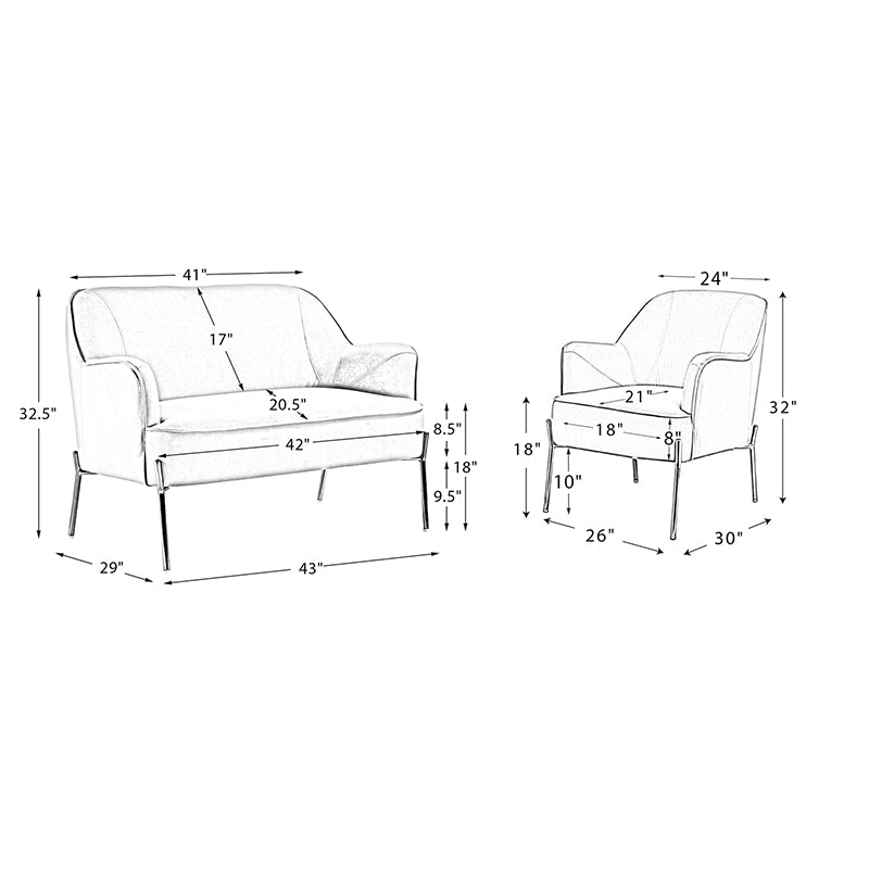 Modern 3-Piece Living Room Furniture Set - Sofa, Loveseat & Chair - Comfortable & Stylish for Small Spaces - Perfect for Apartments, Condos & Cozy Homes