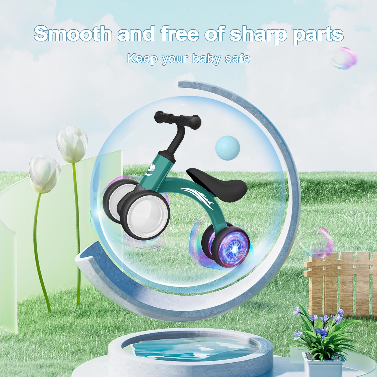 Best Baby Balance Bike for 1 Year Old - No Pedal Toddler Bike with 4 Silent Wheels & Soft Seat - Perfect First Ride Toy for 10-36 Month Boys & Girls - Ideal 1st Birthday Gift for Indoor/Outdoor Play, Learning to Walk & Developing Motor Skills