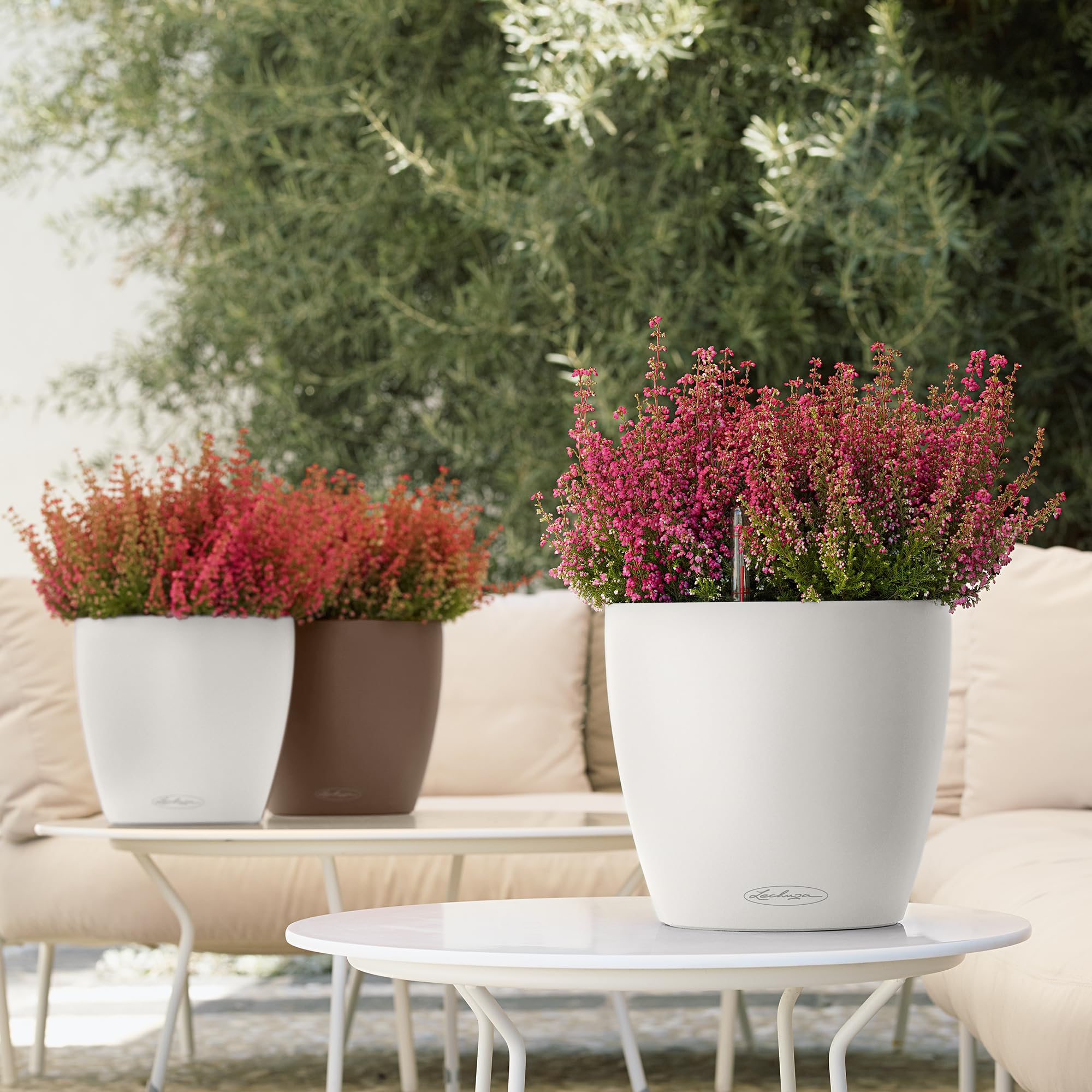 Lechuza Classico 35 Self-Watering Planter - 14 Inch White Matte Flower Pot for Indoor & Outdoor Plants - Perfect for Home, Office, Patio & Garden Decor