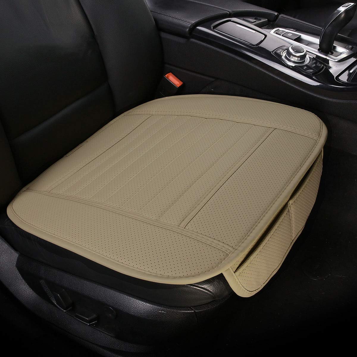 PU Leather Car Seat Cover - Durable Beige Interior Protection for Auto, Office Chair, and Home Furniture (1PCS)