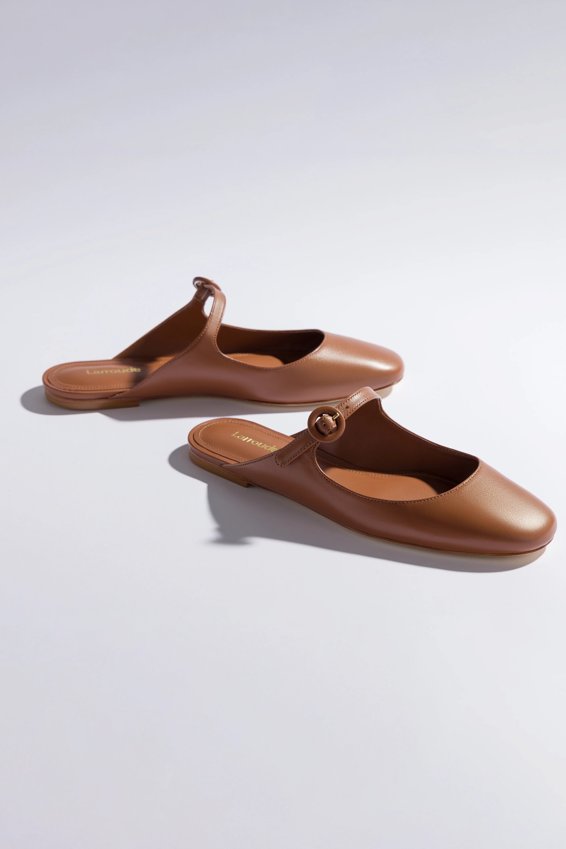 Blair Flat Mule Shoes - Comfortable Caramel Leather Slip-On Loafers for Women | Casual Wear, Office, Travel & Everyday Use