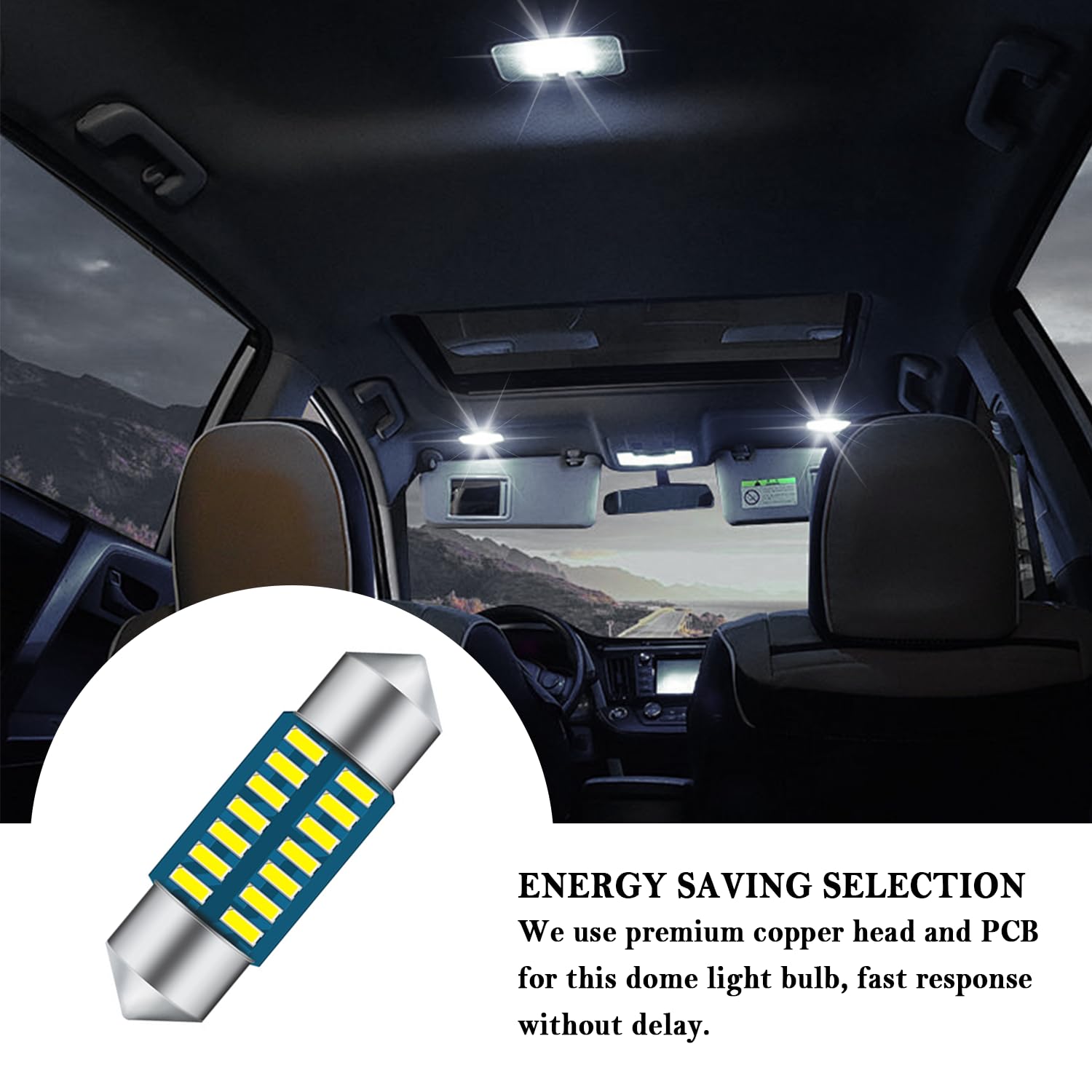 4PCS 3014 LED Interior Car Lights - High Brightness 31mm LED Bulbs for Map/Trunk/Dome Light Replacement | Compatible with DE3175, DE3021, DE3022 | Perfect for Night Driving, Car Interior Lighting & DIY Auto Accessories Upgrade
