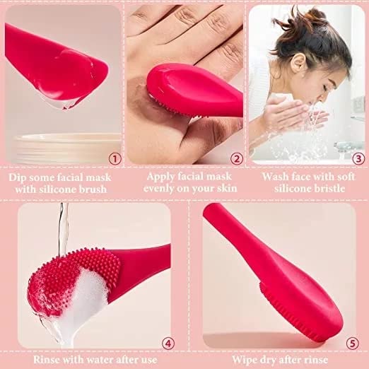 MobFest® Silicone Double-Ended Face Mask Brush - Soft Facial Cleansing & Exfoliating Tool for Skincare | Perfect for Applying Clay Masks, Serums & Creams