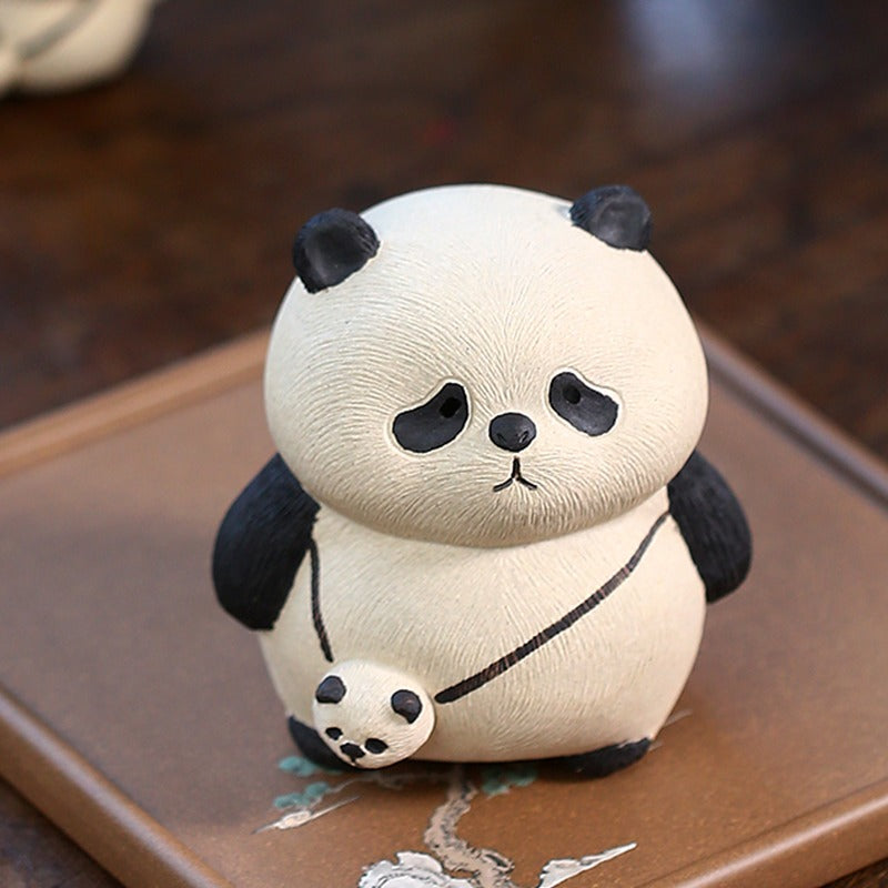 Handmade Clay Panda Tea Pet - Cute Ceramic Tea Companion for Tea Lovers | Perfect for Gongfu Tea Ceremony & Home Decor