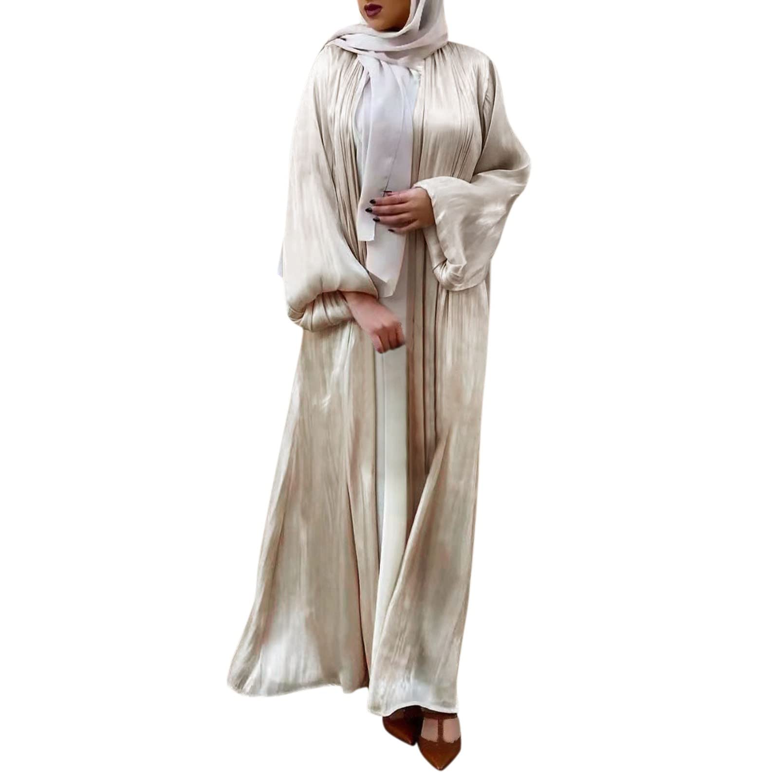 Elegant Long Women's Draped Cardigan - Soft Chiffon Muslim Layered Cover-Up - Loose Casual Open Front Kimono for Daily Wear & Special Occasions