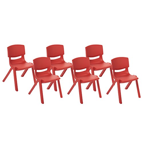 ECR4Kids School Stack Resin Chair - 6-Pack Red Plastic Stacking Chairs for Kids with 10 Inch Seat Height, Durable Indoor & Outdoor Use - Perfect for Classrooms, Playrooms, and Backyard Activities