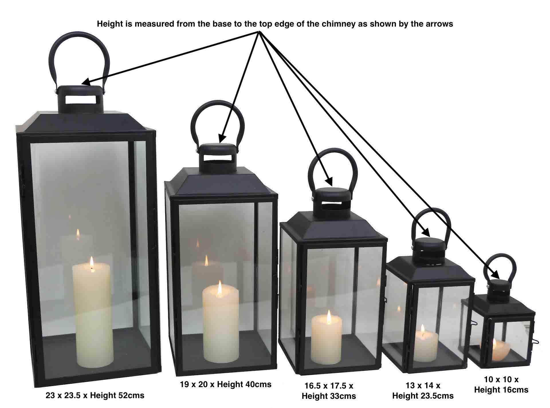 Decorative Metal and Glass Lanterns Set of 5 - Elegant Indoor/Outdoor Lighting for Patio, Garden, Wedding & Home Decor
