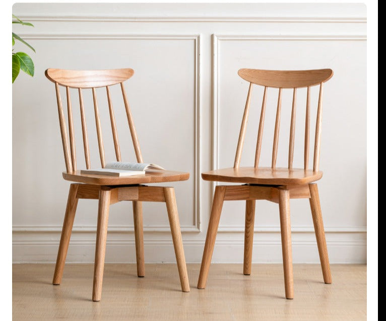 Premium Oak Solid Wood Windsor Chairs - 360 Degree Swivel Dining Set of 4 - Perfect for Kitchen, Dining Room & Home Office Furniture