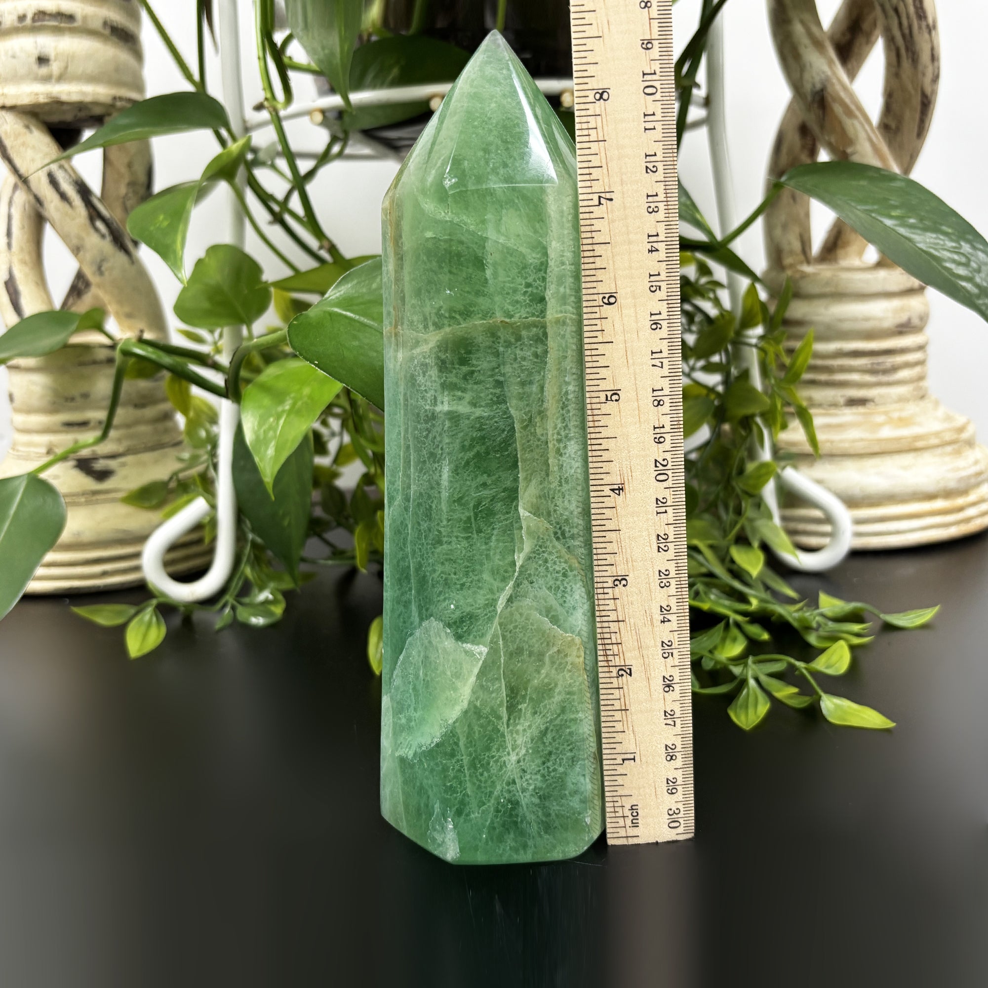 Natural Green Fluorite Crystal Obelisk Tower - Polished Healing Stone for Energy Work, Chakra Balancing & Spiritual Clarity | Meditation, Reiki, Home Decor & Crystal Collection (RPO460)