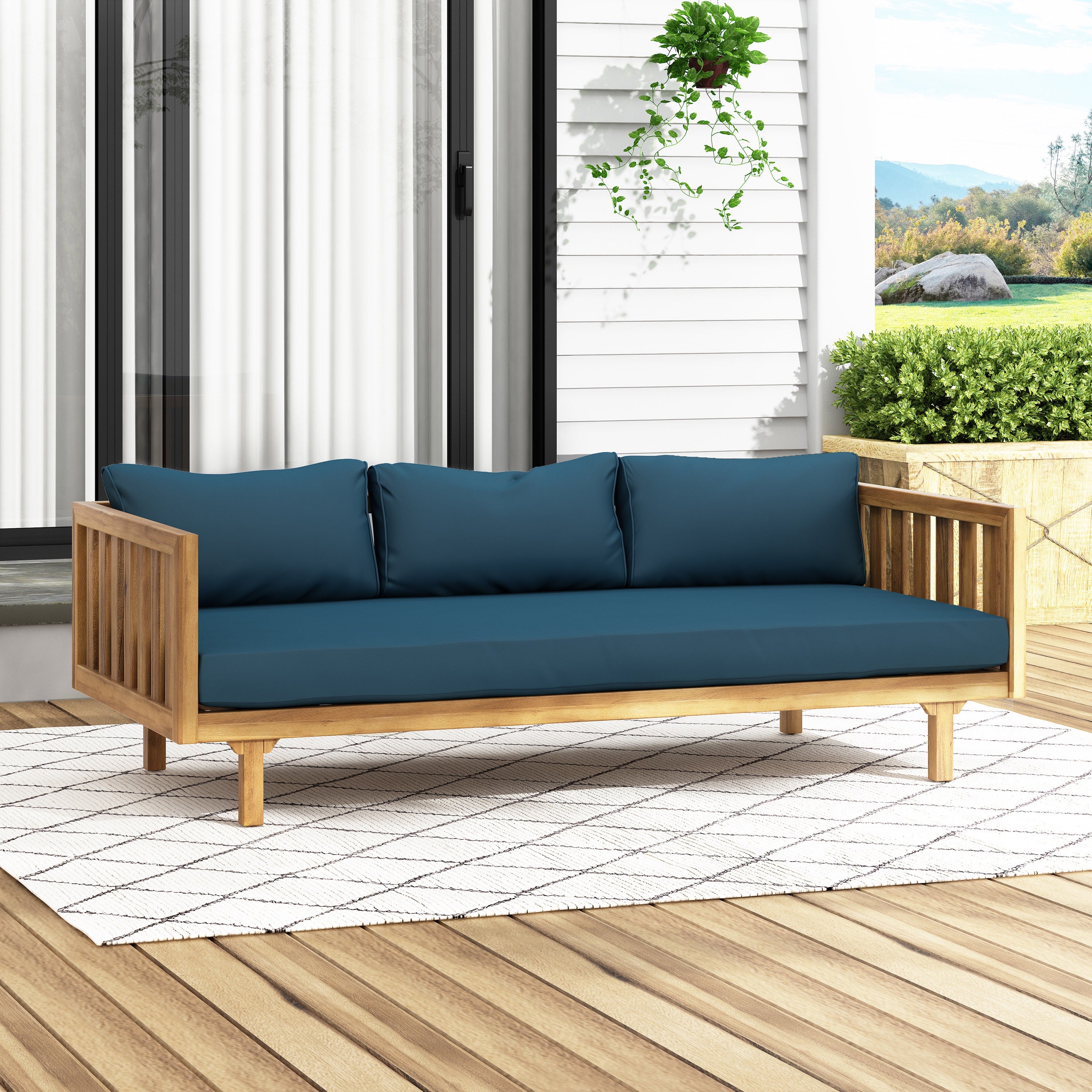 CLAREMONT 3-Seater Daybed - Modern Sofa Bed for Living Room, Guest Room & Patio - Comfortable Lounge Furniture for Small Spaces