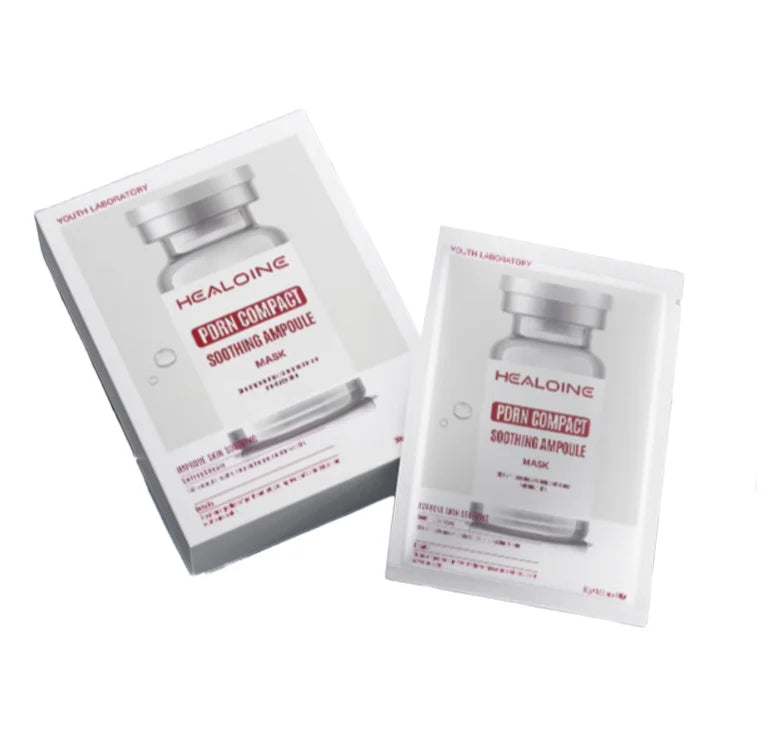 HEALOINE PDRN Compact Soothing Ampoule Mask (10pcs) - Hydrating & Brightening Facial Sheet Mask for Dry Skin - Perfect for Daily Skincare Routine & Spa Night