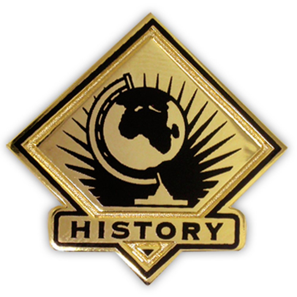 Black and Gold History Student Teacher Lapel Pin - Elegant School Accessory for Graduation, Classroom & Academic Events | PinMart