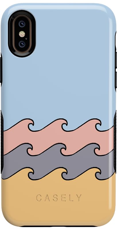Casely iPhone X/XS Case - High Tide Layered Ocean Waves Protective Phone Cover | Slim Shockproof Design for Daily Use, Travel & Outdoor Activities