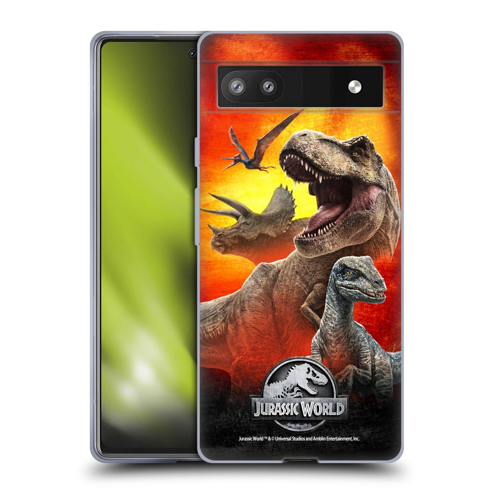 Jurassic World Dinosaur Case for Google Pixel 6a - Soft Gel Phone Cover for Movie Fans