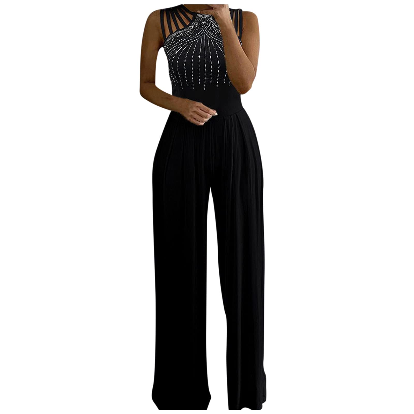 Women's Summer Sleeveless Jumpsuit Romper - Wide Leg Plus Size Overalls with Pockets | Casual Outfit for Beach, Vacation & Everyday Wear
