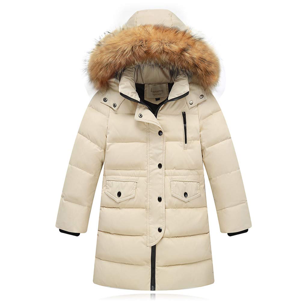 WOCACHI Girls Down Parka - Removable Hooded Winter Coat & Spring Puffer Jacket for Little Big Girls, Long Padded Overcoat for Cold Weather - Perfect for School, Outdoor Activities and Winter Adventures