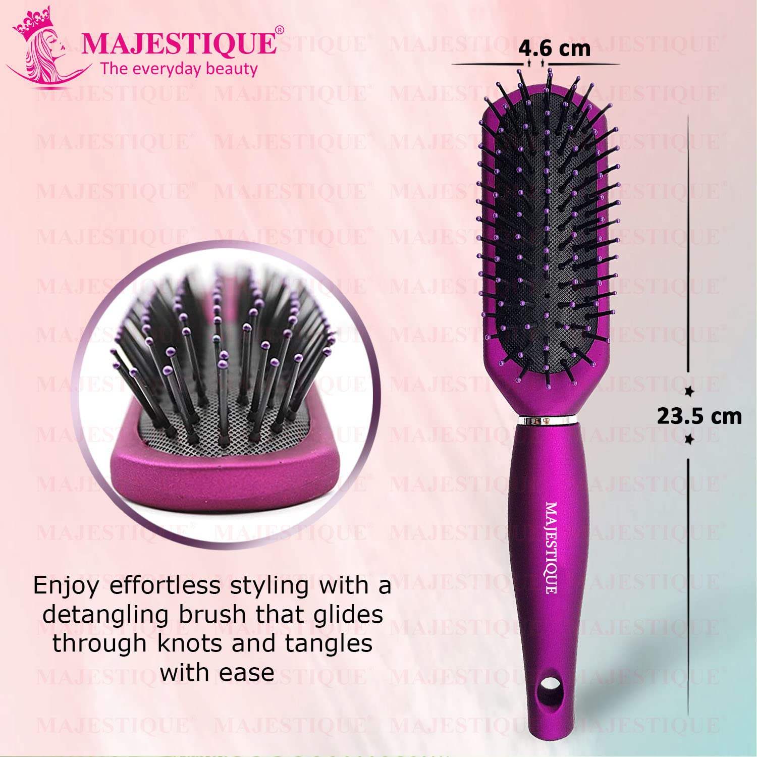 Majestique 7-Row Premium Purple Styling Brush for Curly Hair - Detangling, Defining & Shaping Curls - Blow Drying Brush for Women & Men - Purple/HR106 - Perfect for Salon Styling & Home Hair Care