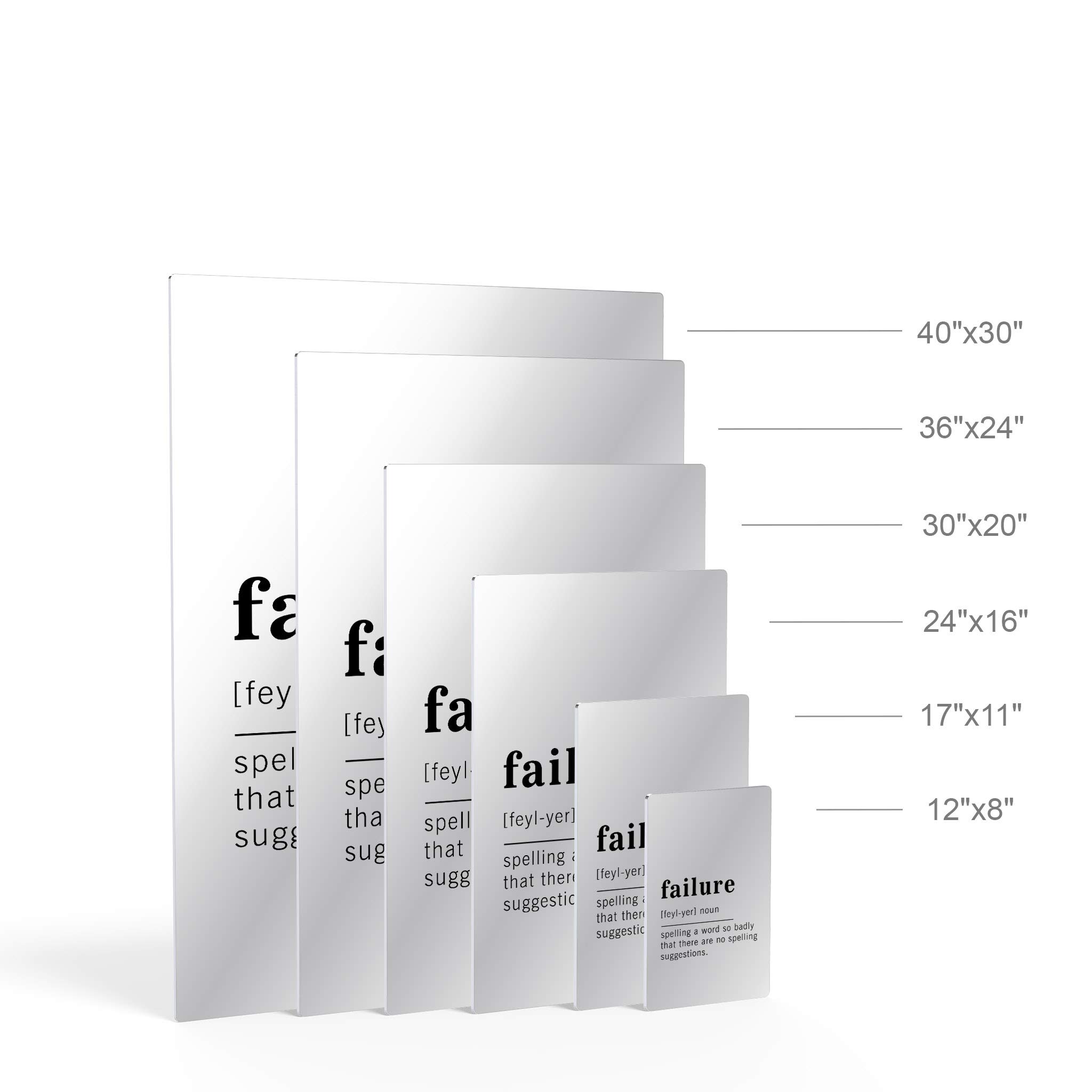 Funny Noun Dictionary Definition of Failure Metal Print - Inspirational Quote Wall Art for Office, Living Room, Bedroom & Bathroom - Ready to Hang Home Decor (40x30 Inches) - Made in USA | Perfect for Gifts, Motivational Spaces & Humorous Home Decor