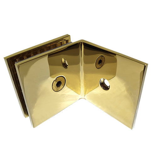 10mm & 12mm Square Wall to Glass Shower Screen Bracket - Polished Brass Finish, Mechanical Fixing for Bathroom Glass Panels | Perfect for Modern Walk-in Showers and Wet Rooms