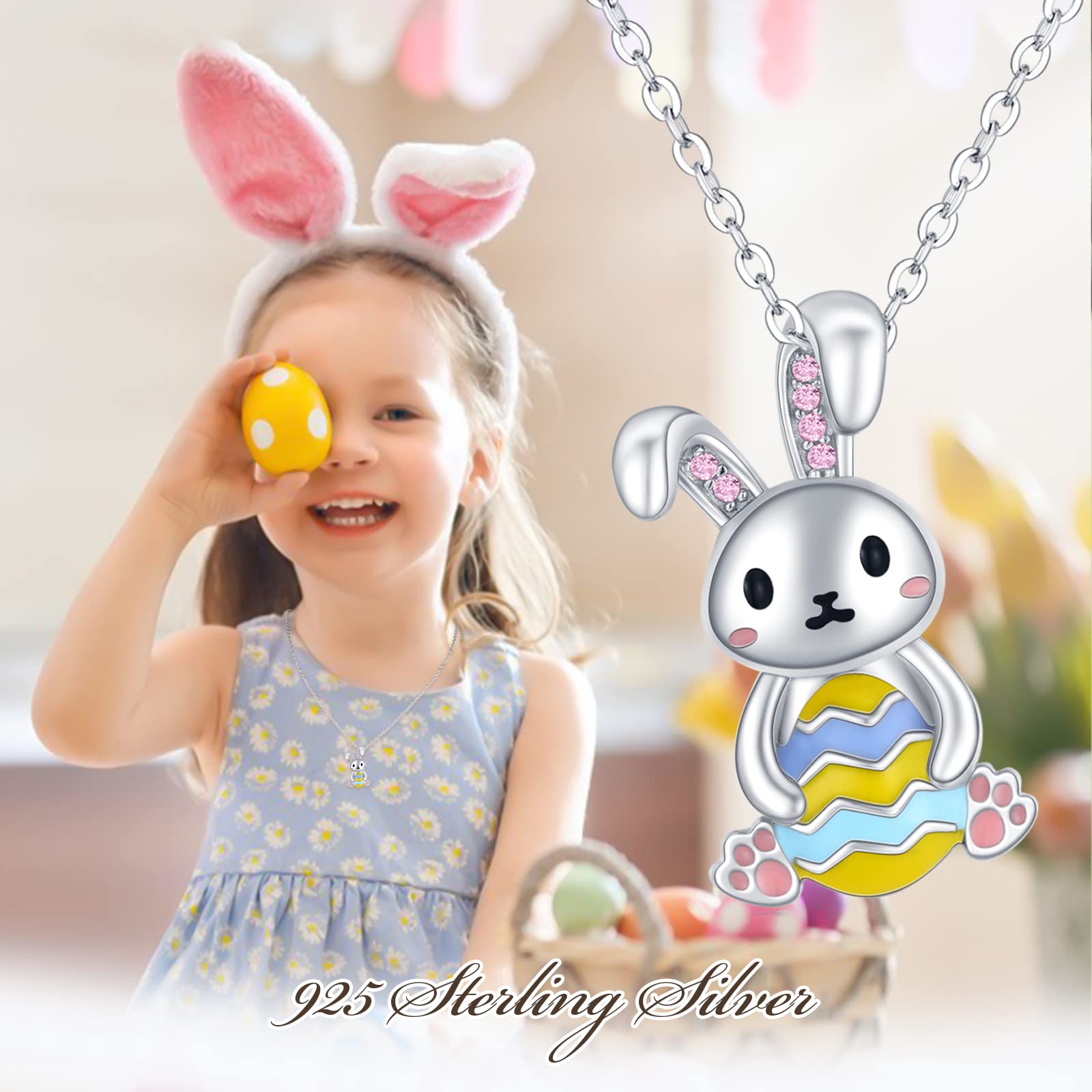 Sterling Silver Bunny Necklace for Women - Elegant Rabbit Pendant Jewelry, Easter Gift for Mom, Mother's Day Present | Perfect for Easter Celebrations, Spring Fashion Accessories, and Thoughtful Gift Giving