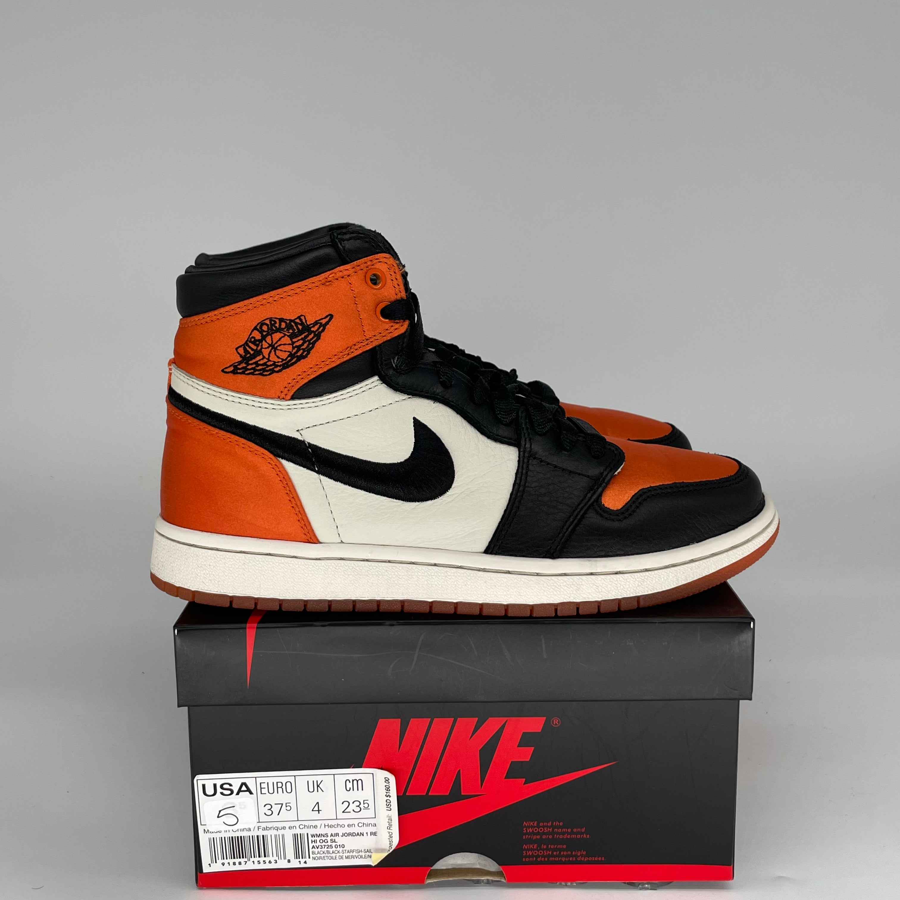 AIR JORDAN 1 SATIN SHATTERED BACKBOARD Women's Size 5/6.5W Sneakers AV3725-010 - Perfect for Basketball, Streetwear Fashion & Sneaker Collectors