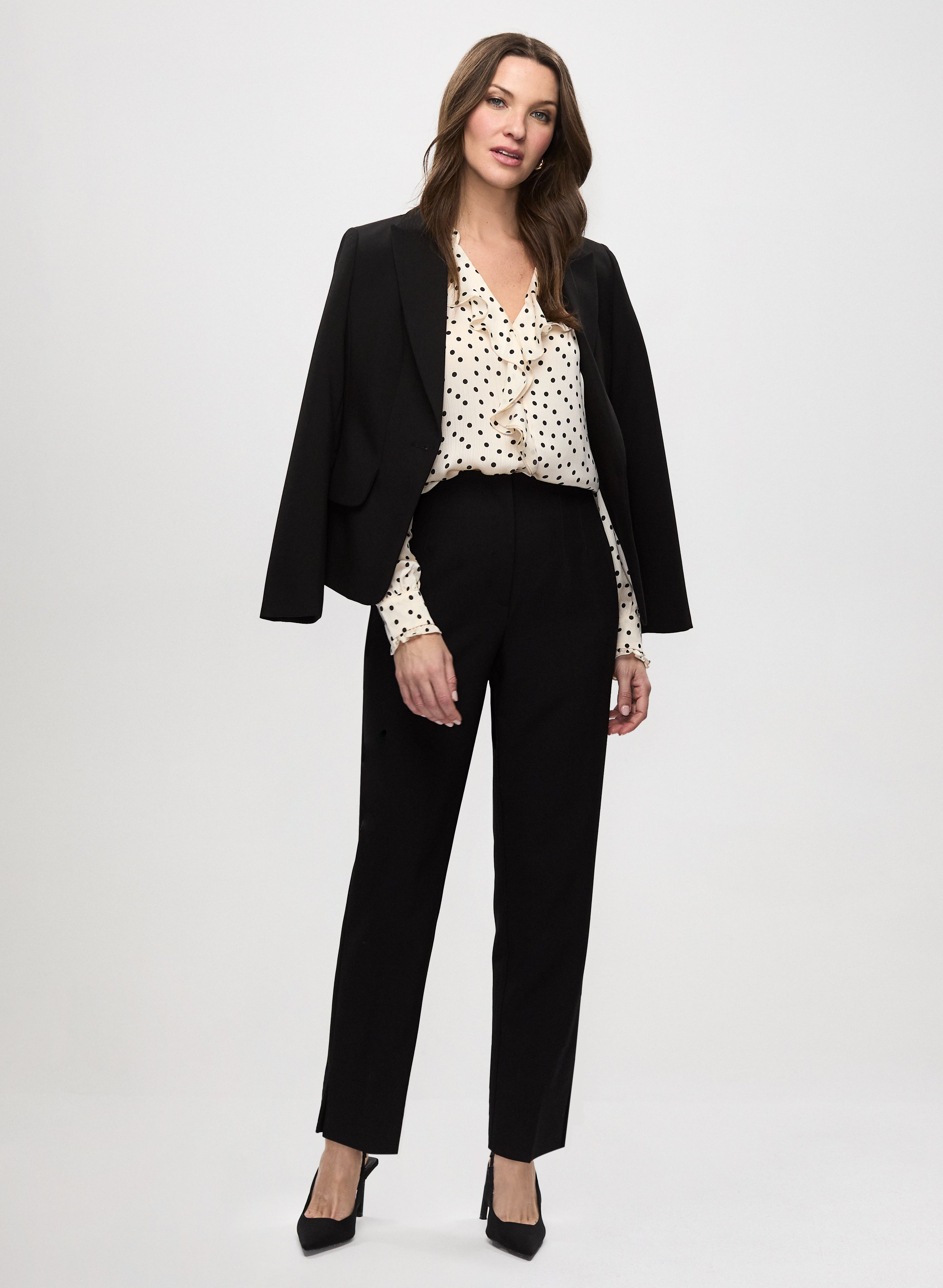 Stylish Flap Detail Blazer & Slim Leg Pants Set for Women - Office Wear & Business Casual Outfits
