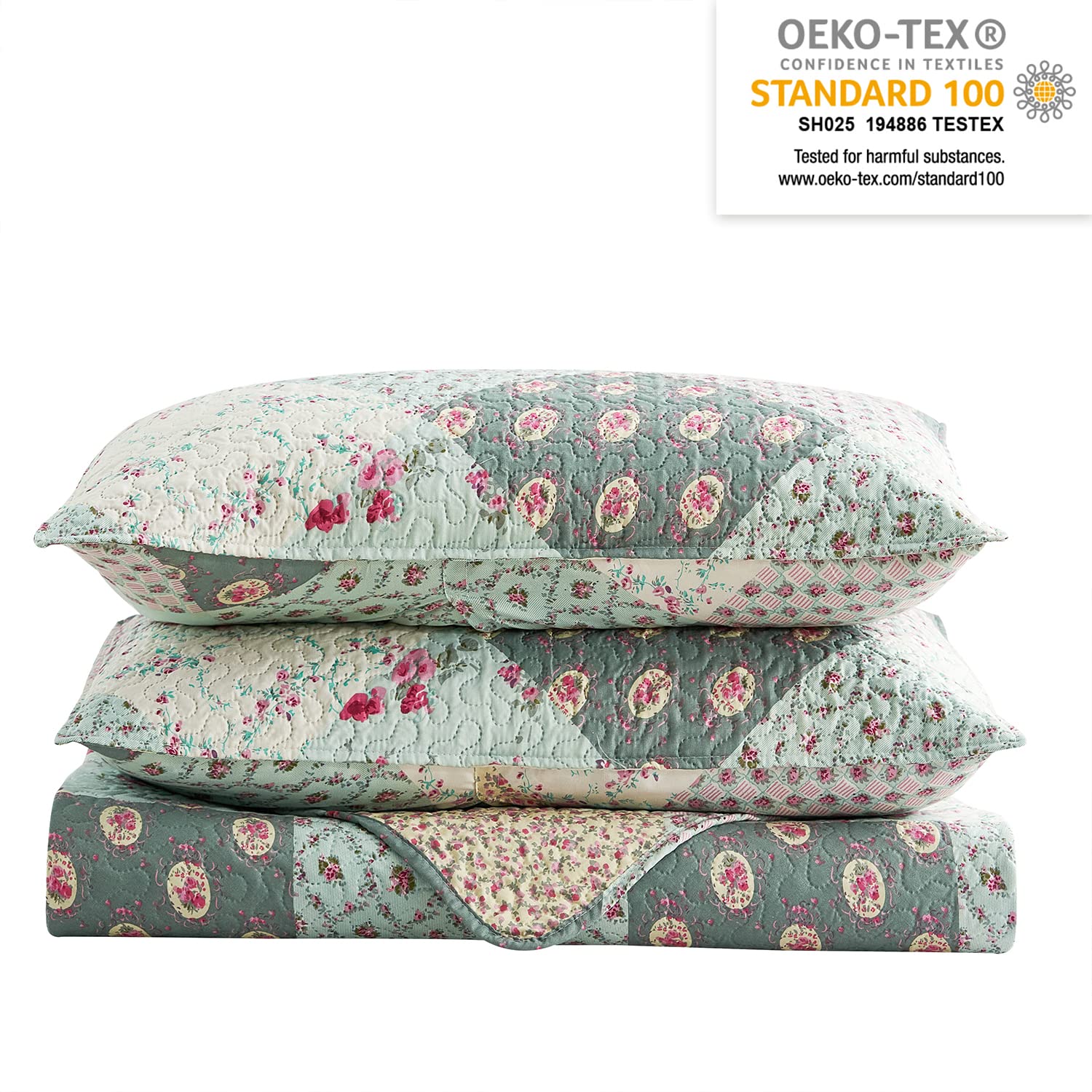 JML Queen Size Quilt Set - 3 Piece All Season Lightweight Bedding with Printed Pattern & Shams - Soft Coverlet Bedspread for Cozy Home Decor | Perfect for Master Bedroom, Guest Room & Dorm