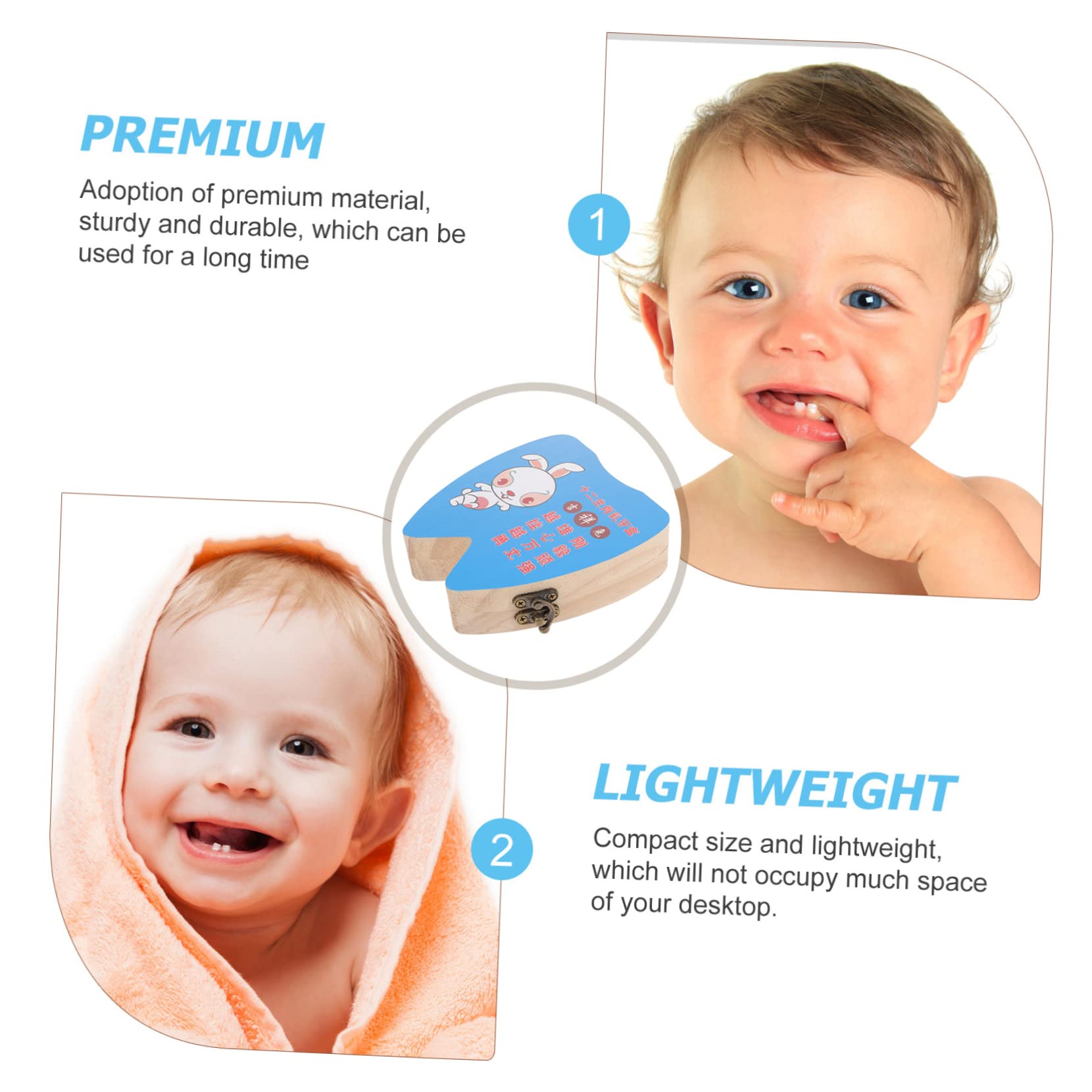 UPKOCH 3-Piece Kids Tooth Fairy Keepsake Box Set - Blue Wooden Baby Teeth Storage for Boys & Girls - Perfect for First Lost Tooth Celebration & Childhood Memory Preservation