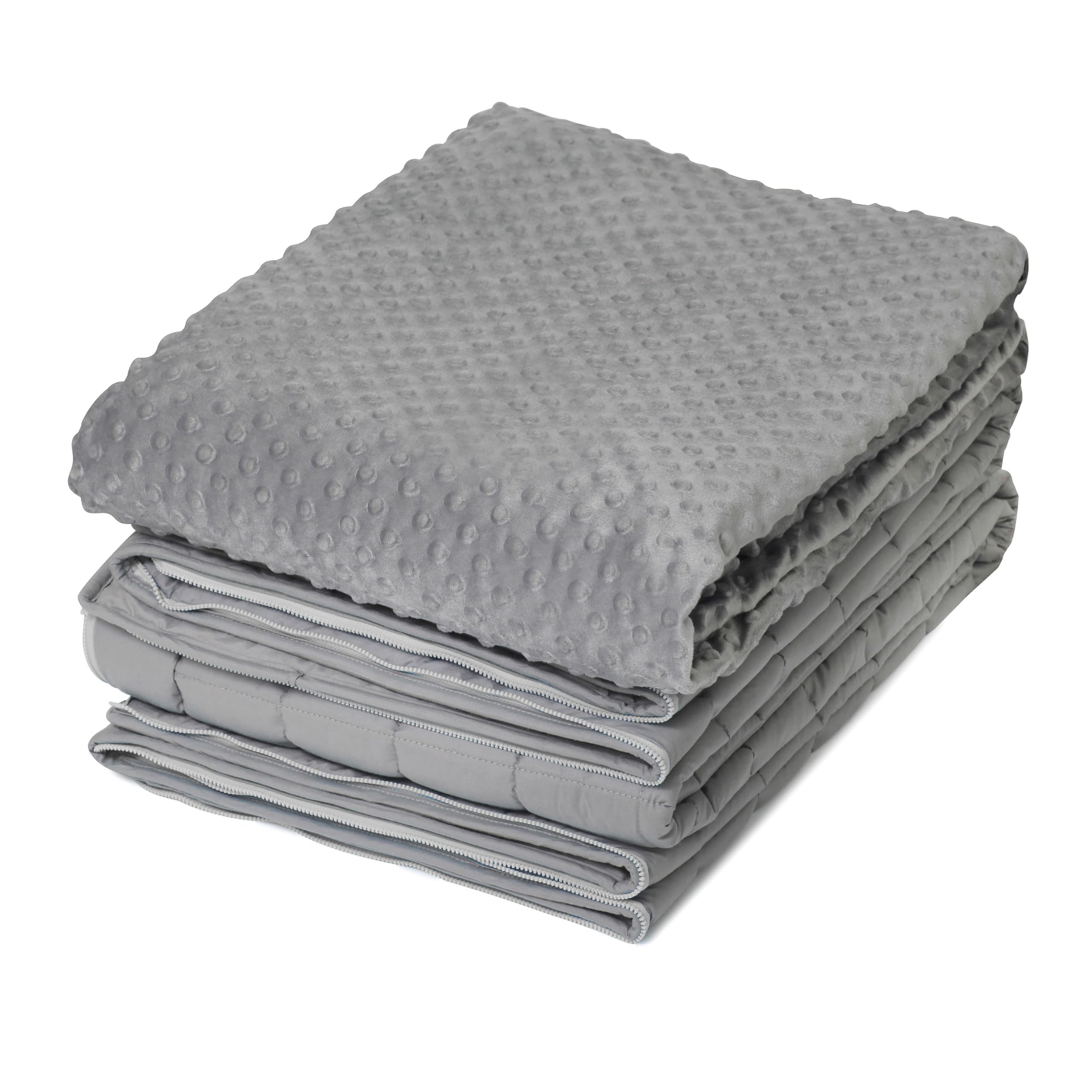 15lb Weighted Blanket with Free Minky Cover - Stay-Put Zipper System Prevents Shifting, Cooling Micropeach Fabric & Glass Beads for Adults & Kids - Queen Size 60x80 - Perfect for Stress Relief, Anxiety, and Better Sleep