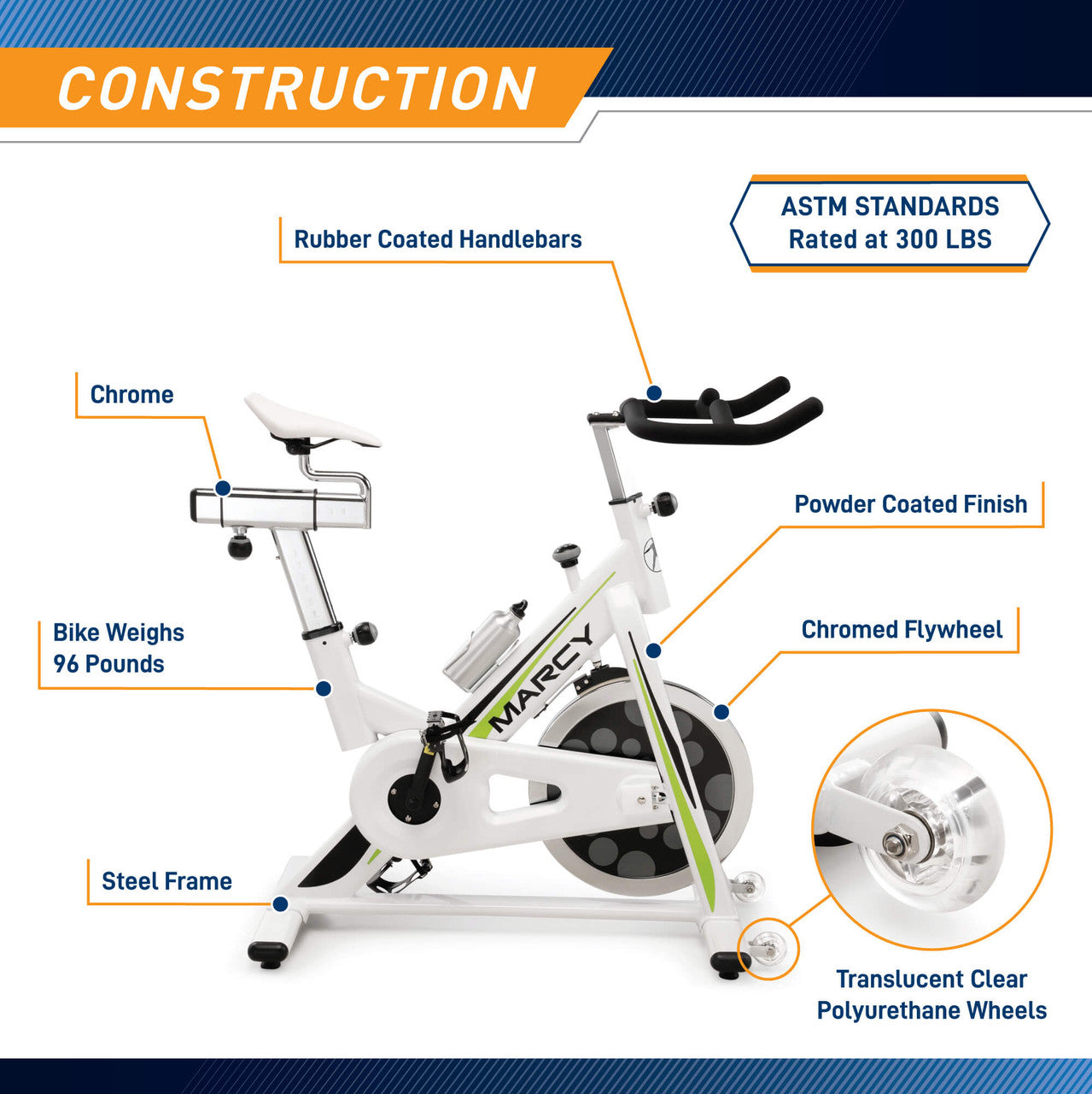 Marcy Deluxe Club Revolution Cycle Exercise Bike - Indoor Cycling Bike for Home Gym, Cardio Workout & Fitness Training | NSP 122 - Perfect for Home Workouts, Spin Classes & Weight Loss
